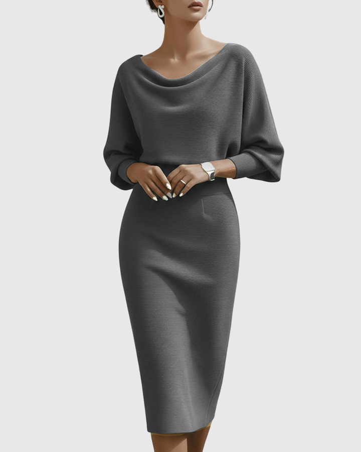 Adelaide | Elegant Draped Batwing Midi Dress 4