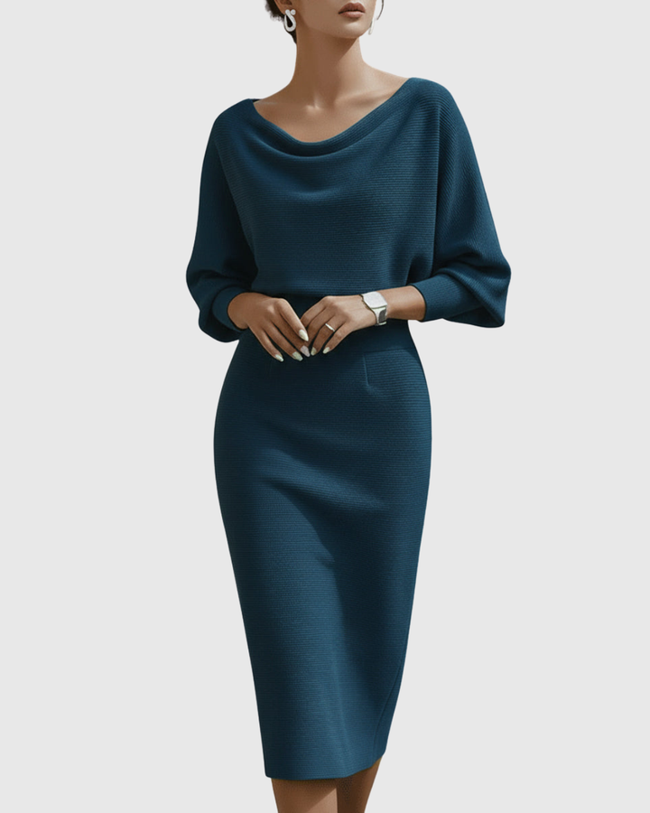 Adelaide | Elegant Draped Batwing Midi Dress 5