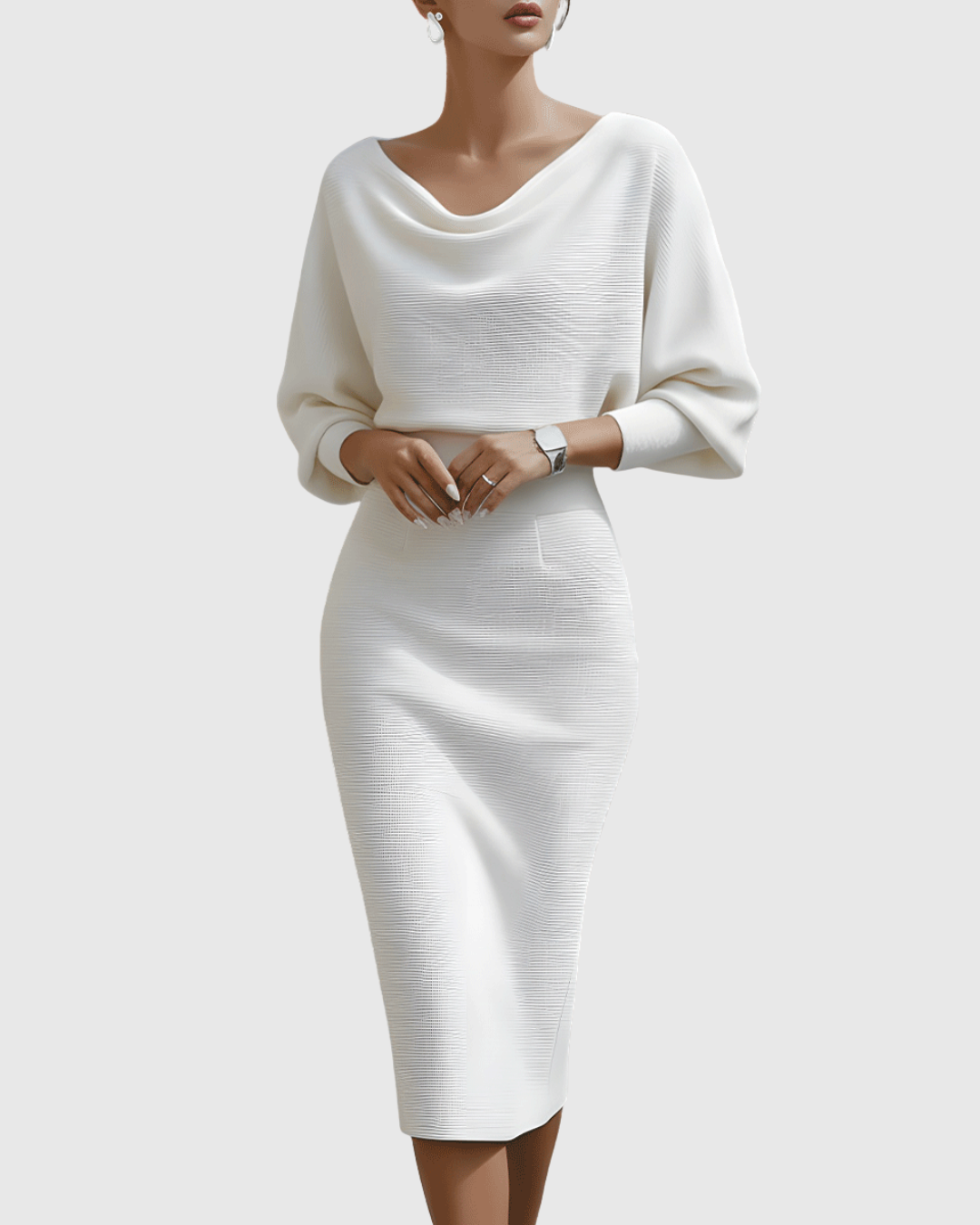 Adelaide | Elegant Draped Batwing Midi Dress 6