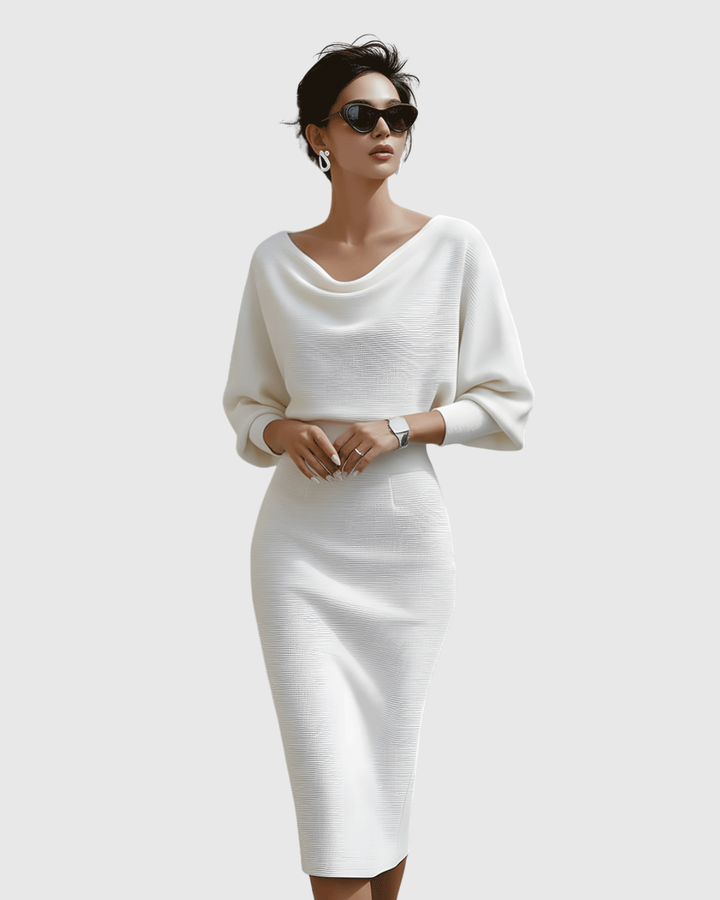 Adelaide | Elegant Draped Batwing Midi Dress 7