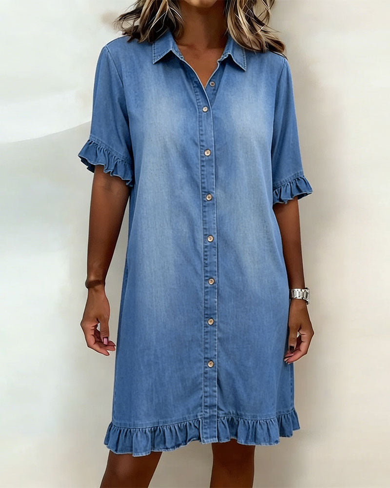 Alfie | Elegant Rushed Denim Dress for Effortless Comfort 0