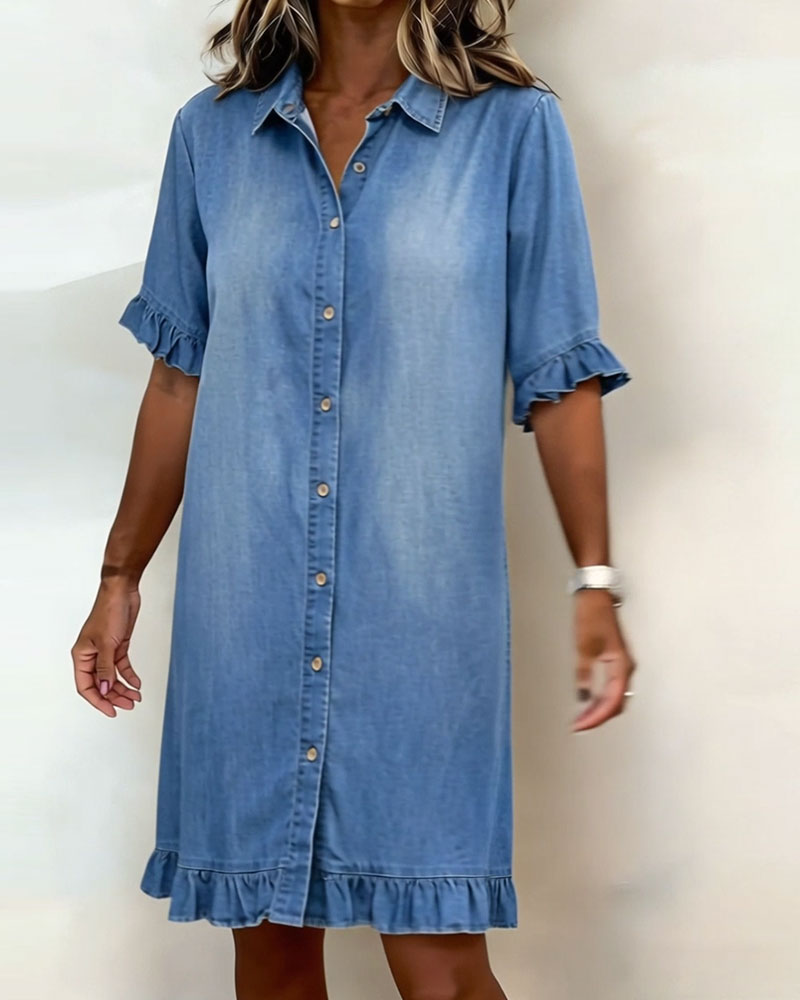 Alfie | Elegant Rushed Denim Dress for Effortless Comfort 3