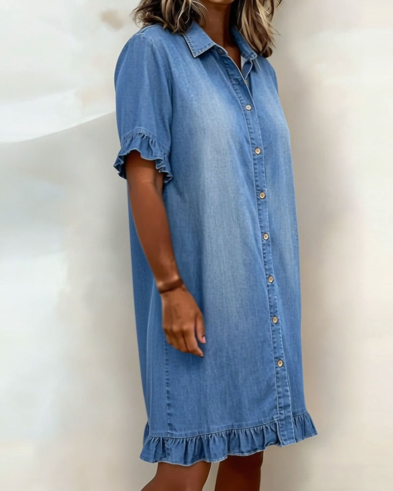 Alfie | Elegant Rushed Denim Dress for Effortless Comfort 4