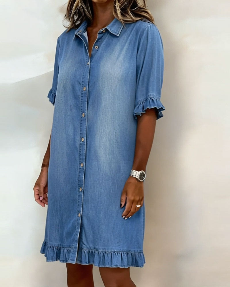 Alfie | Elegant Rushed Denim Dress for Effortless Comfort 5