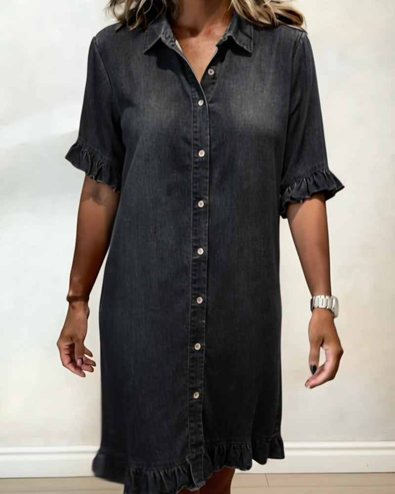 Alfie | Elegant Rushed Denim Dress for Effortless Comfort 6