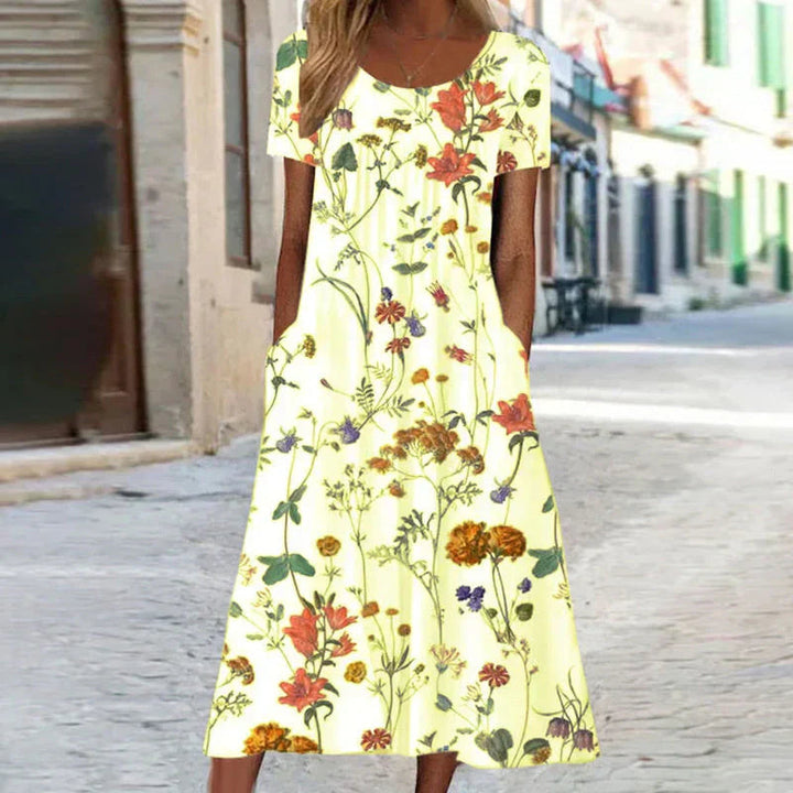 Alice | Elegant & Botanical Print Short Sleeve Midi Dress 3
