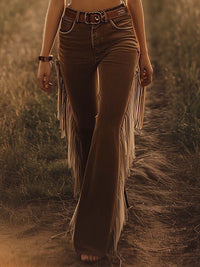 Elsie | Trendy and Flattering Western Fringe Flare Jeans