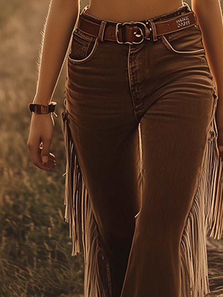 Alice | Trendy and Flattering Western Fringe Flare Jeans 3