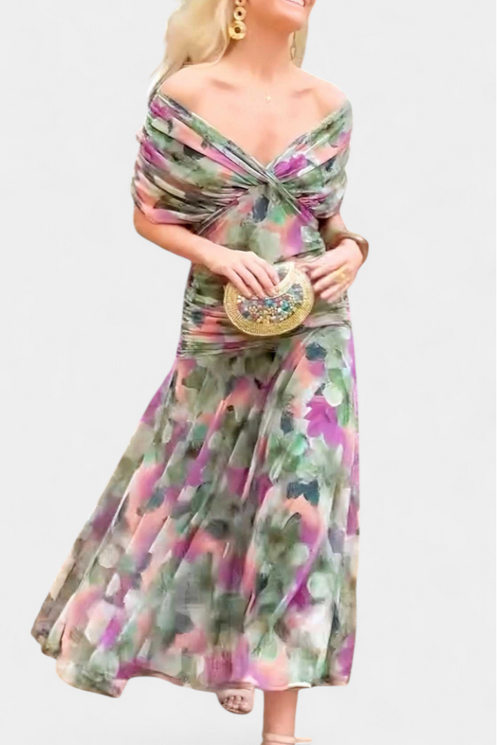 Amara | Elegant Floral Pleated Maxi Dress 8