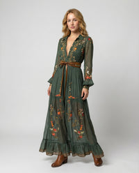 Selene | Boho Maxikleid mit langen Ärmeln