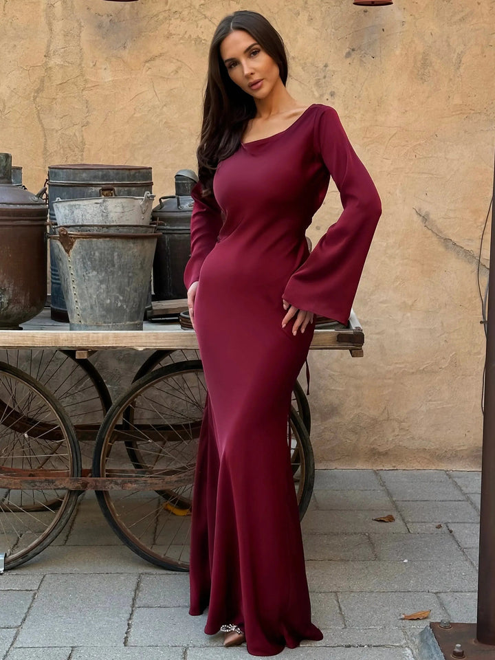 Amara | Sophisticated and Elegant Fitted Long Sleeve Maxi Dress 10