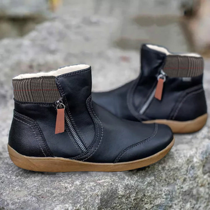 Amara | Waterproof Leather Ankle Boots with Side Zipper 1