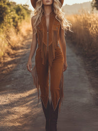 Mary | Auffälliger Western-Jumpsuit mit Fransenverzierung