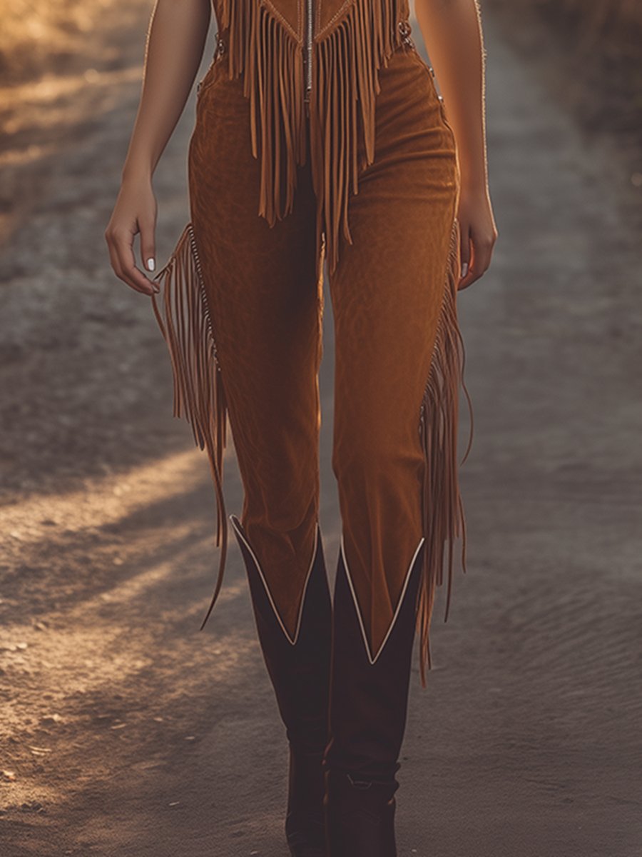 Amelia | Eye-Catching Western Jumpsuit with Fringe Detailing 3