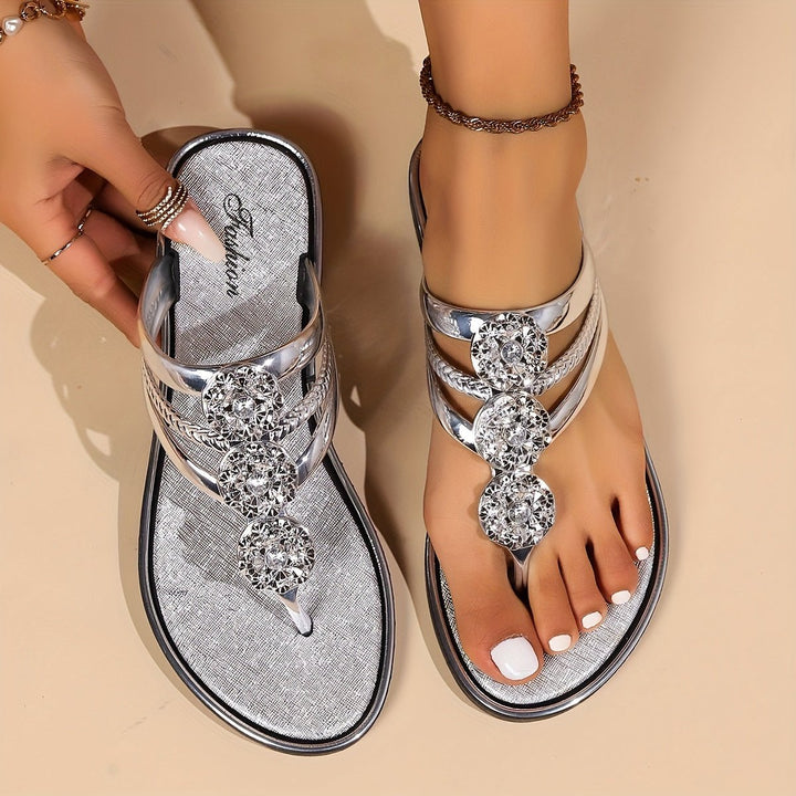 Angela | Stylish T-Strap Flat Slip-On Sandals 0
