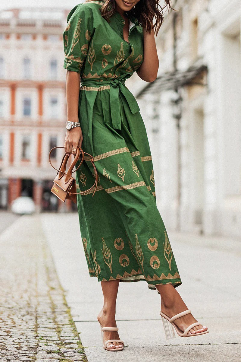 Annabelle | Sophisticated Geometric Printed Collared Midi Dress 3