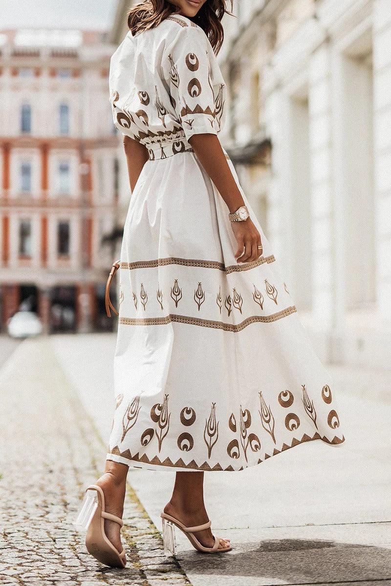Annabelle | Sophisticated Geometric Printed Collared Midi Dress 5