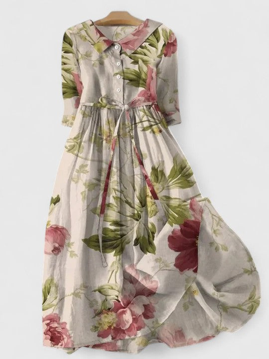 Arabellyah | Elegant Linen Blend Women's Dress for Wedding Guests 0