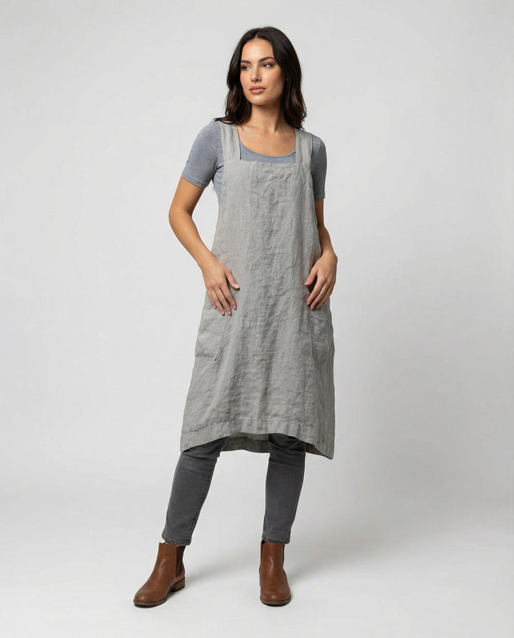 Archie | Breathable Cotton Criss-Cross Apron Dress 0