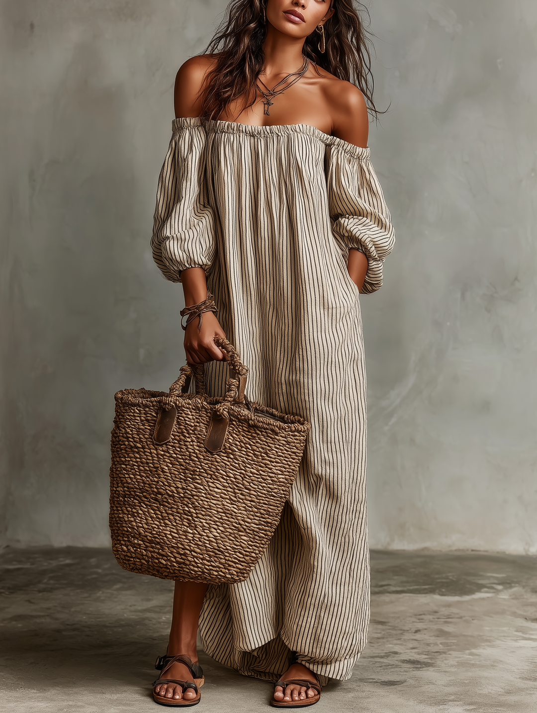 Archie | Elegant and Airy Off-the-Shoulder Maxi Dress 0