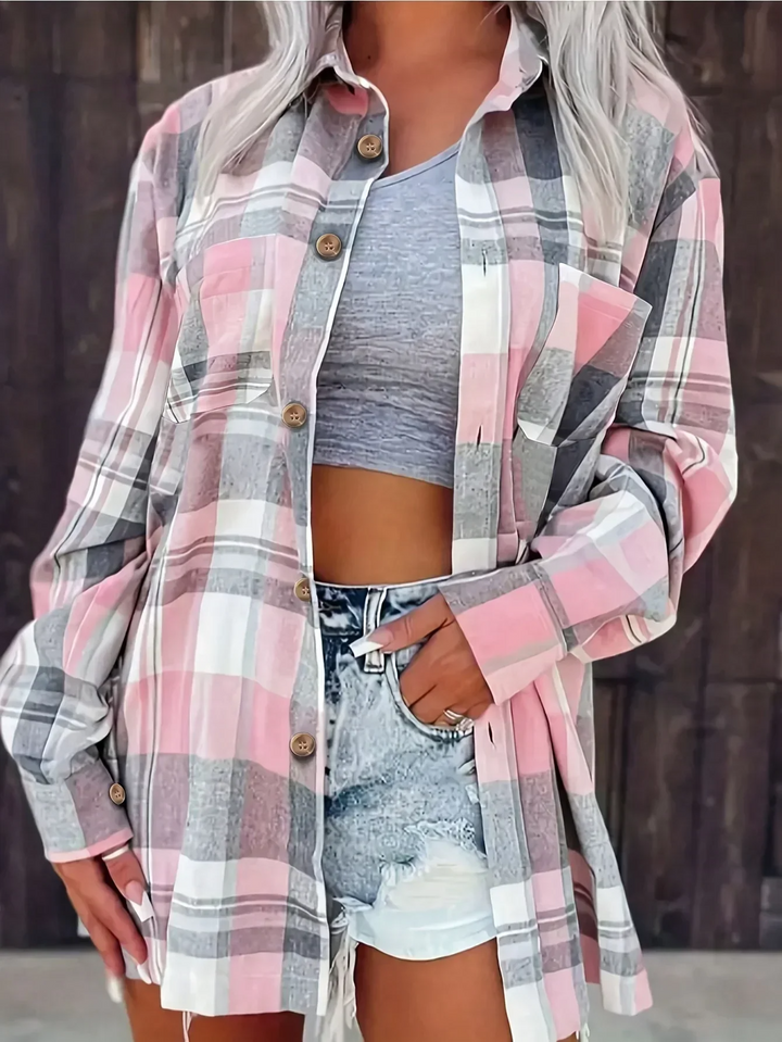 Arden | Oversized Plaid Flannel Button Shirt 0