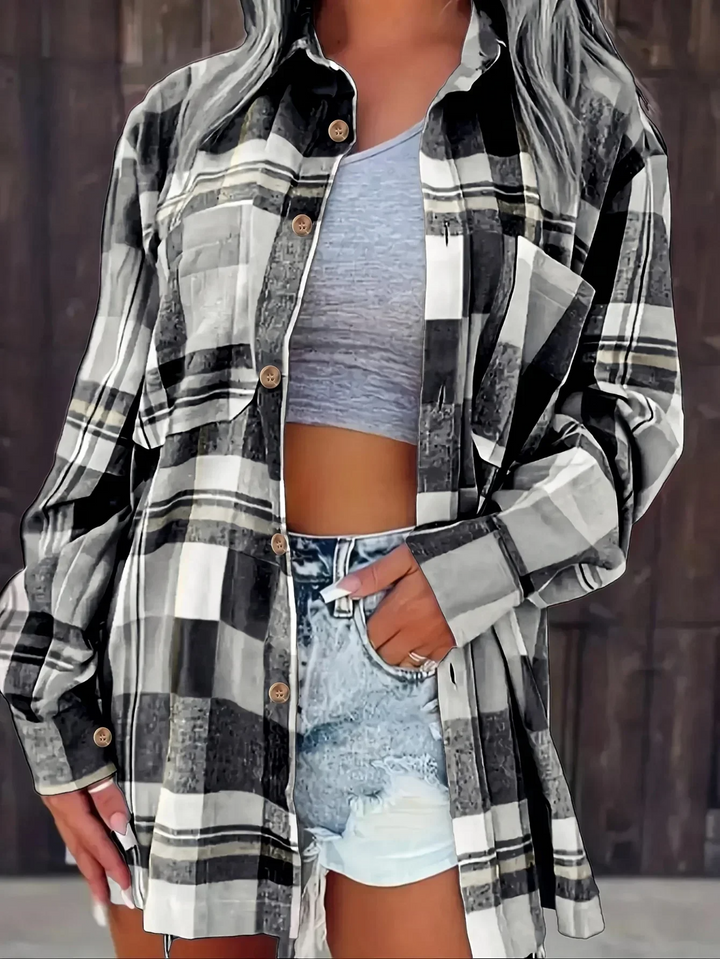 Arden | Oversized Plaid Flannel Button Shirt 11