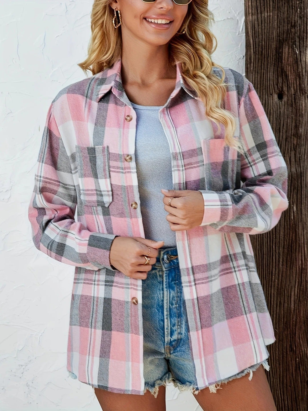 Arden | Oversized Plaid Flannel Button Shirt 2