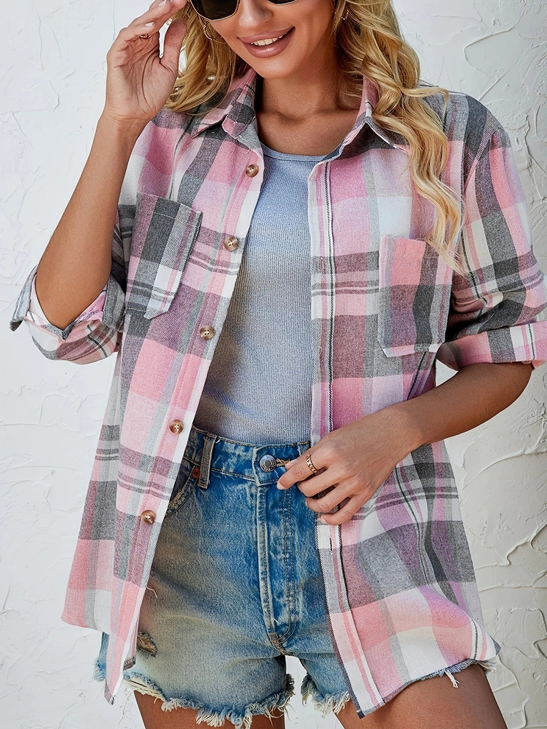 Arden | Oversized Plaid Flannel Button Shirt 3