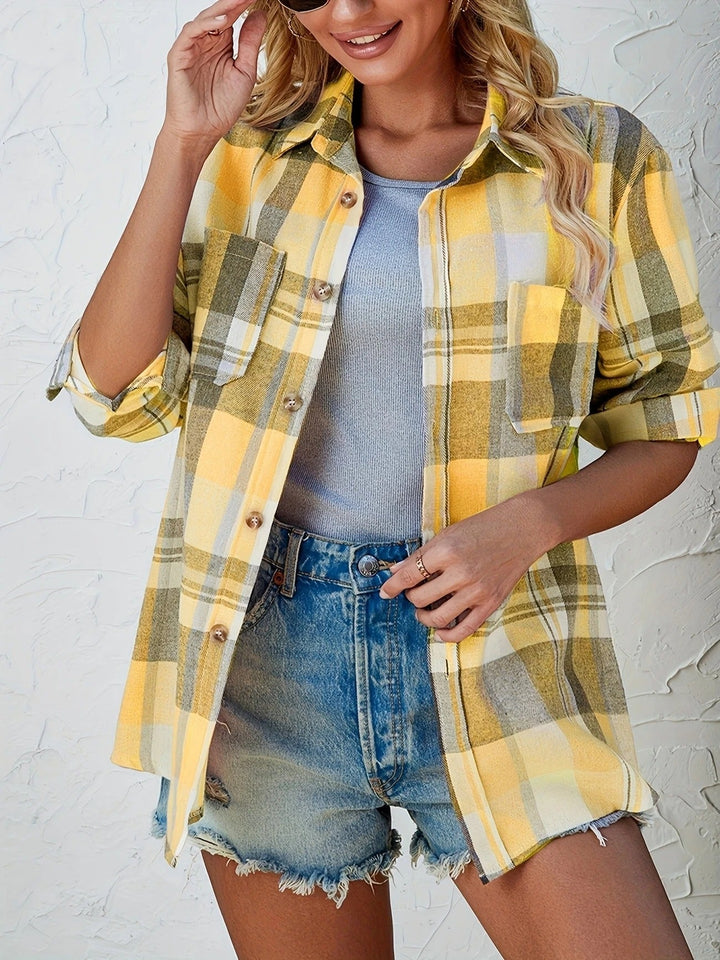 Arden | Oversized Plaid Flannel Button Shirt 7