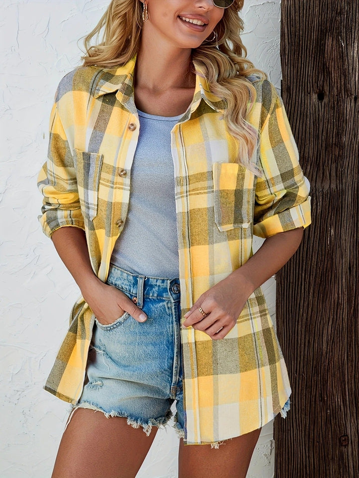 Arden | Oversized Plaid Flannel Button Shirt 8