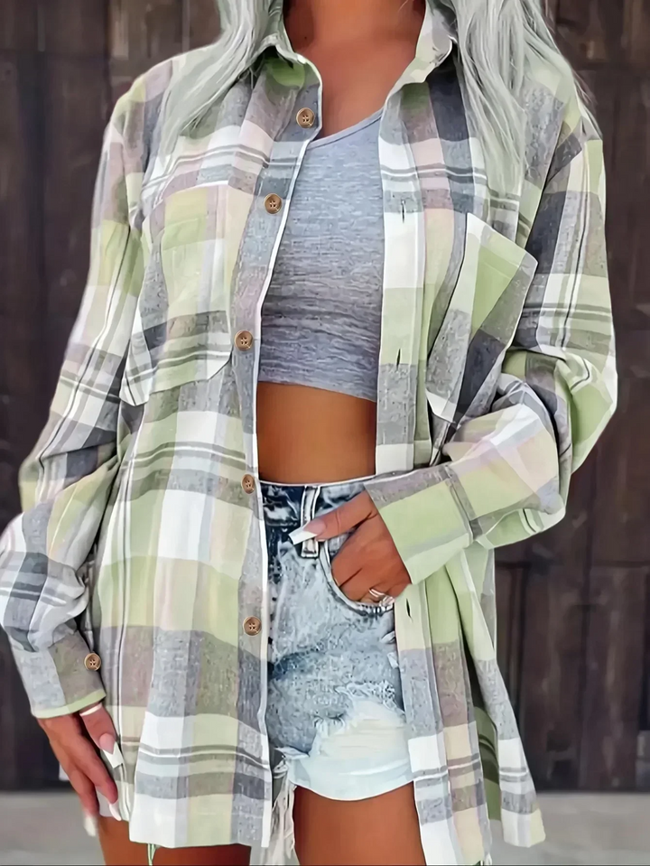 Arden | Oversized Plaid Flannel Button Shirt 9