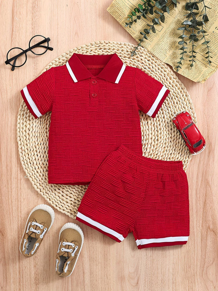 Arden | Textured Polo Shirt & Shorts Set For Kinds 2