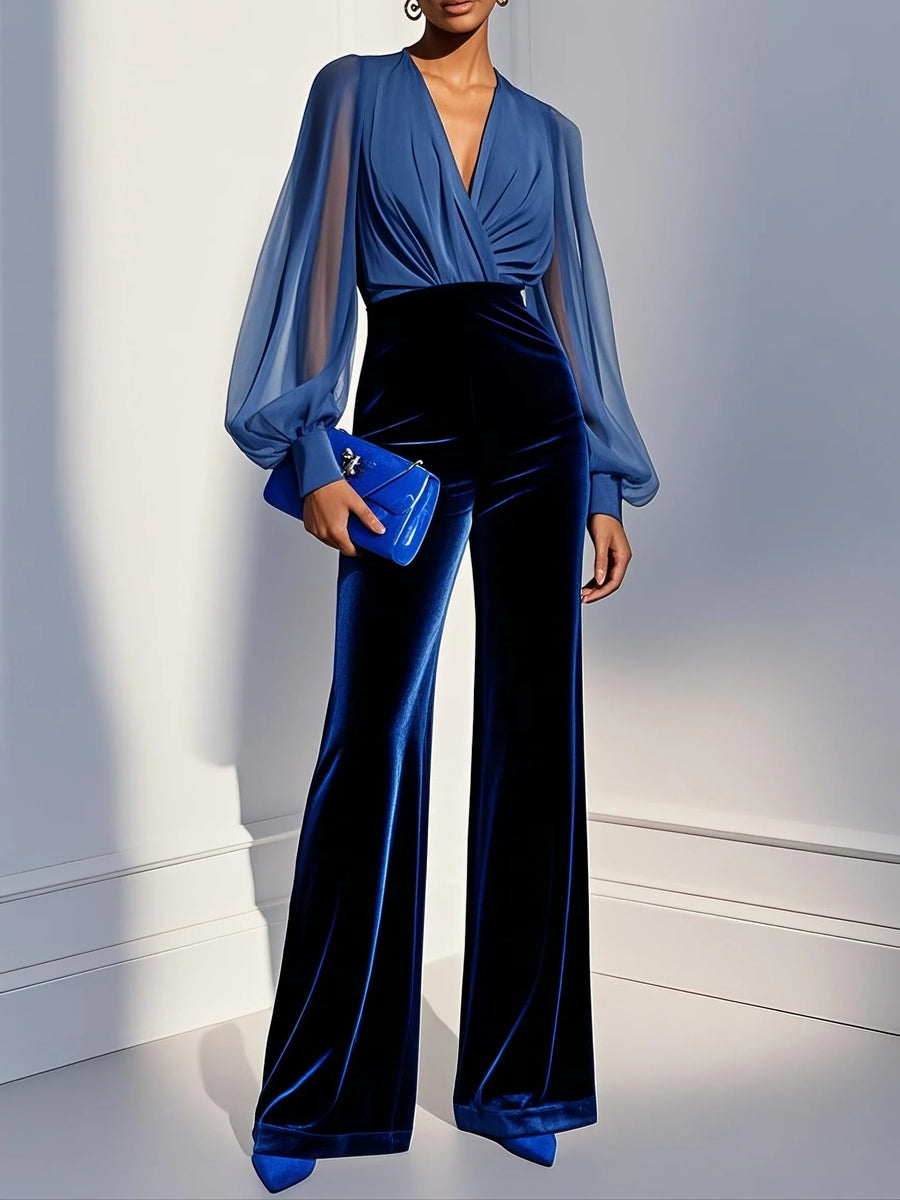 Ardena | Elegant V-Neck Long Sleeve Jumpsuit 0