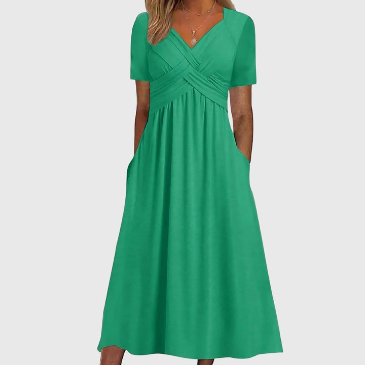 Aria | Classic High-Waisted A-Line Midi Dress 0
