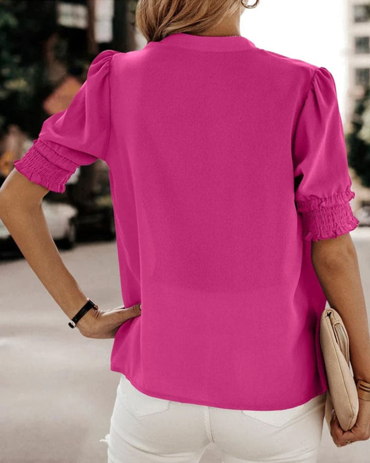 Aria | Premium Smocked Cuff V-Neck Blouse 6