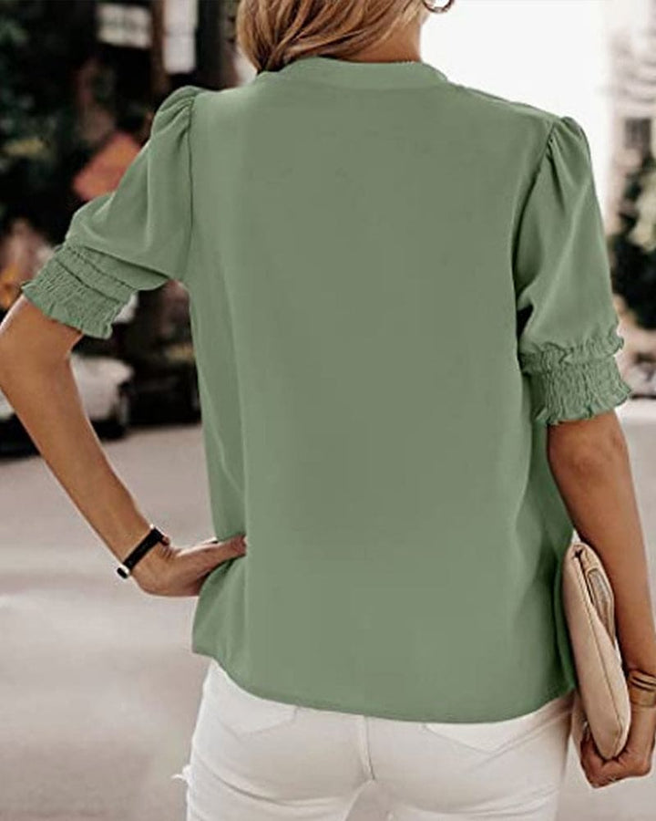 Aria | Premium Smocked Cuff V-Neck Blouse 7