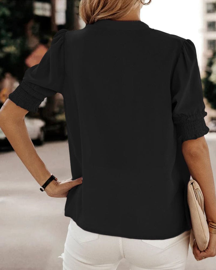 Aria | Premium Smocked Cuff V-Neck Blouse 8