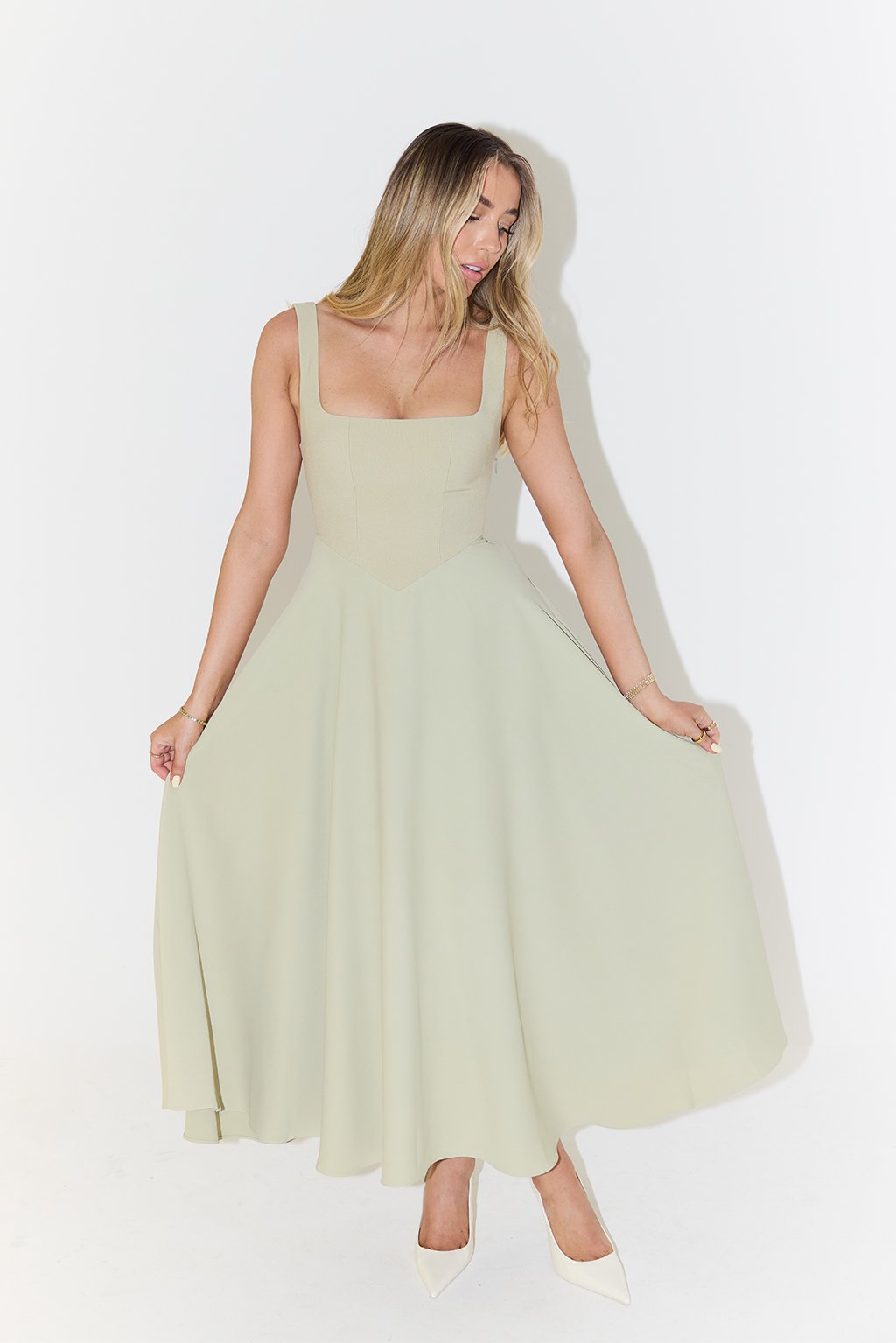 Aurelia | Elegant Square Neckline Sleeveless A-Line Midi Dress 6