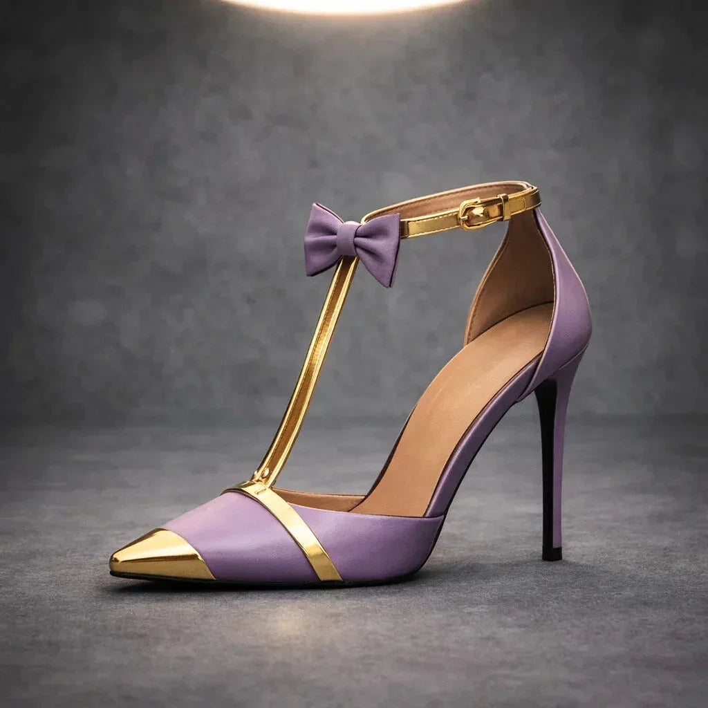 Ava | Elegant Bow-Detail Ankle Strap Stiletto Heels 8