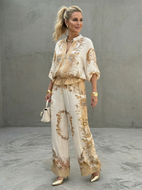 Zerelle | Printed Zip-Up Two-Piece Set
