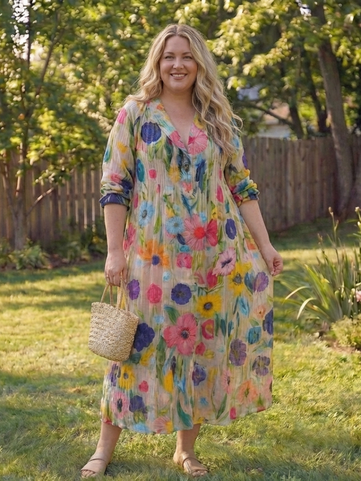 Ava | Vibrant Floral Button-Front Maxi Dress 1