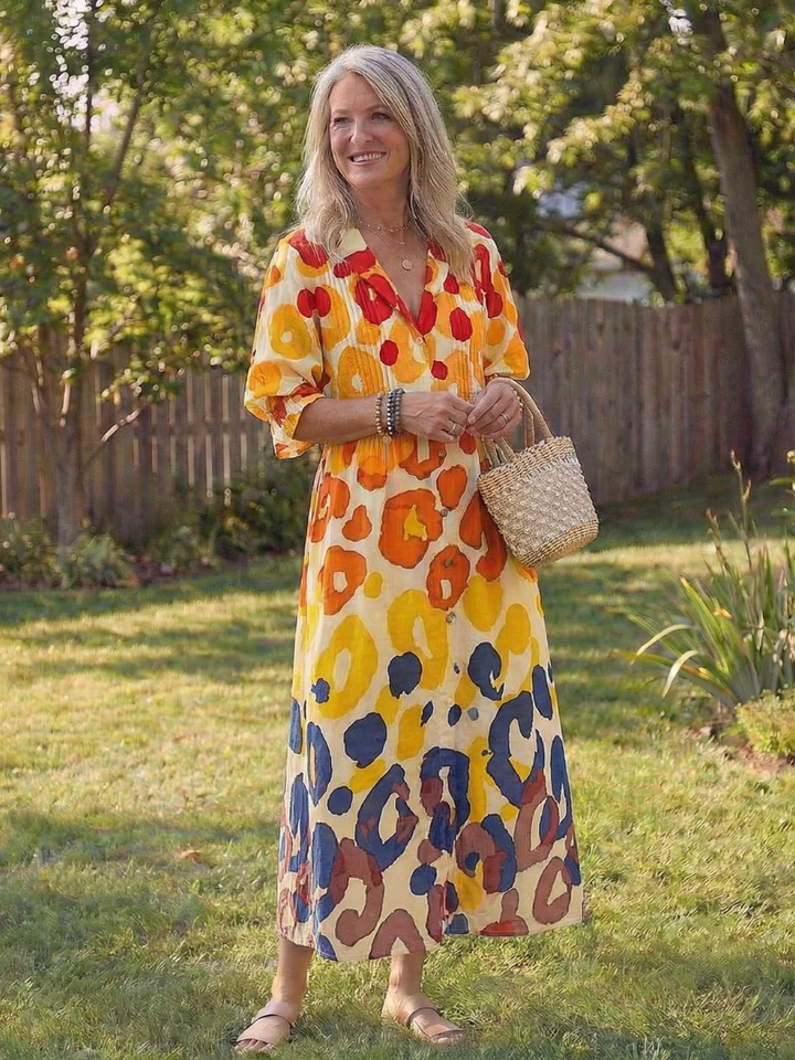 Ava | Vibrant Floral Button-Front Maxi Dress 7