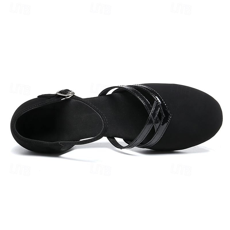 Aveline | Elegant, Suede-Finish Ballroom Dance Shoes with Block Heels 5