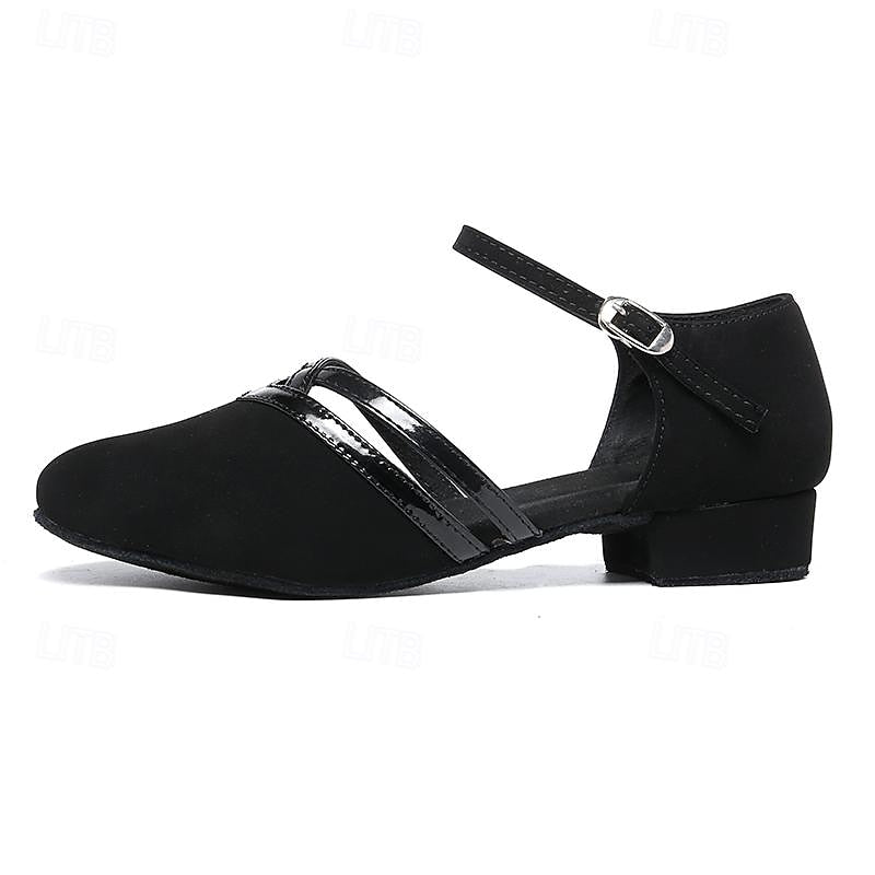 Aveline | Elegant, Suede-Finish Ballroom Dance Shoes with Block Heels 6