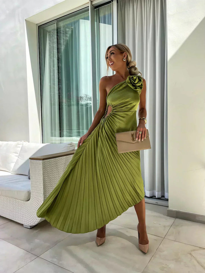 Aveline | Midi Dress One Shoulder Elegant Summer Wedding Style 2