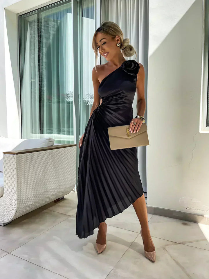Aveline | Midi Dress One Shoulder Elegant Summer Wedding Style 4