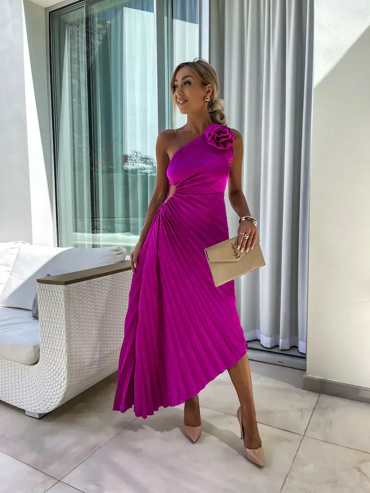 Aveline | Midi Dress One Shoulder Elegant Summer Wedding Style 6