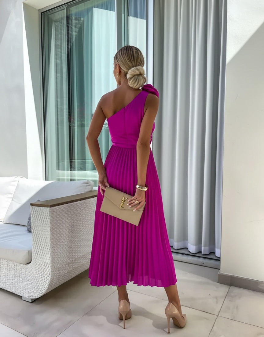 Aveline | Midi Dress One Shoulder Elegant Summer Wedding Style 7