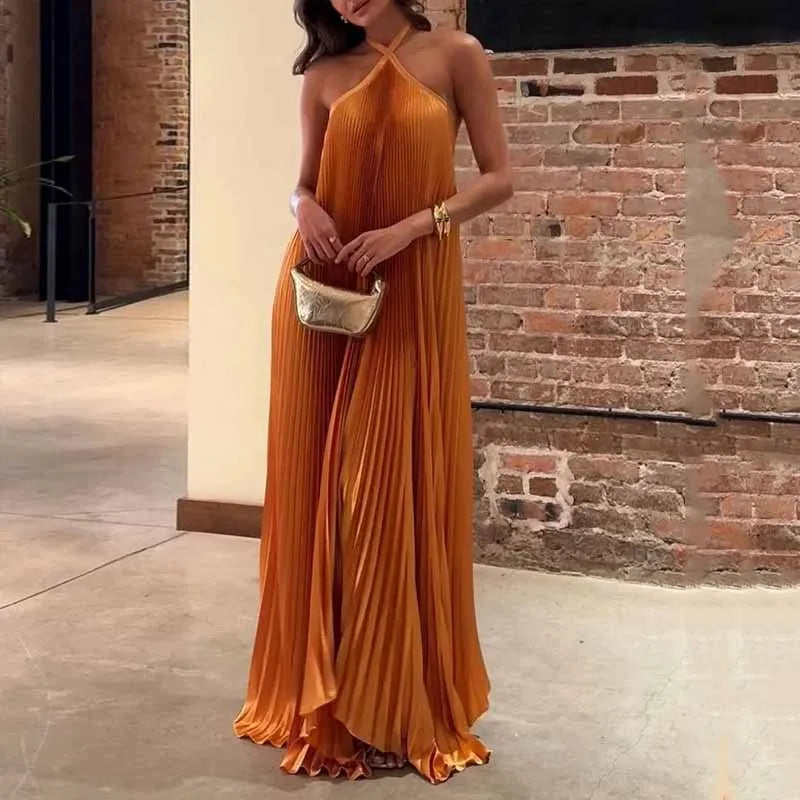 Aveline | White Maxi Dress Elegant Halter Neck Flowing Fit 0