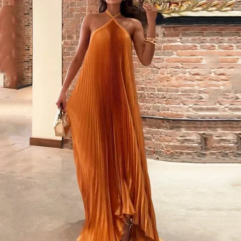 Aveline | White Maxi Dress Elegant Halter Neck Flowing Fit 1